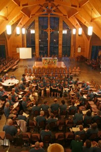 Campers singing in the chapel at Camp Fasola 2011 – Adult Emphasis