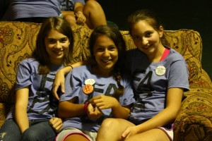 Girls hang out during recreation time, Youth Camp, 2013.