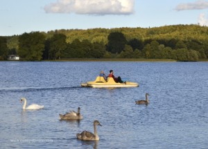 Enjoying Lake Klodno by paddleboat at Europe Camp, 2012.