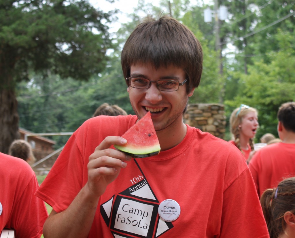Oliver Kindig-Stokes at the lemonade social at Camp Fasola in 2012.