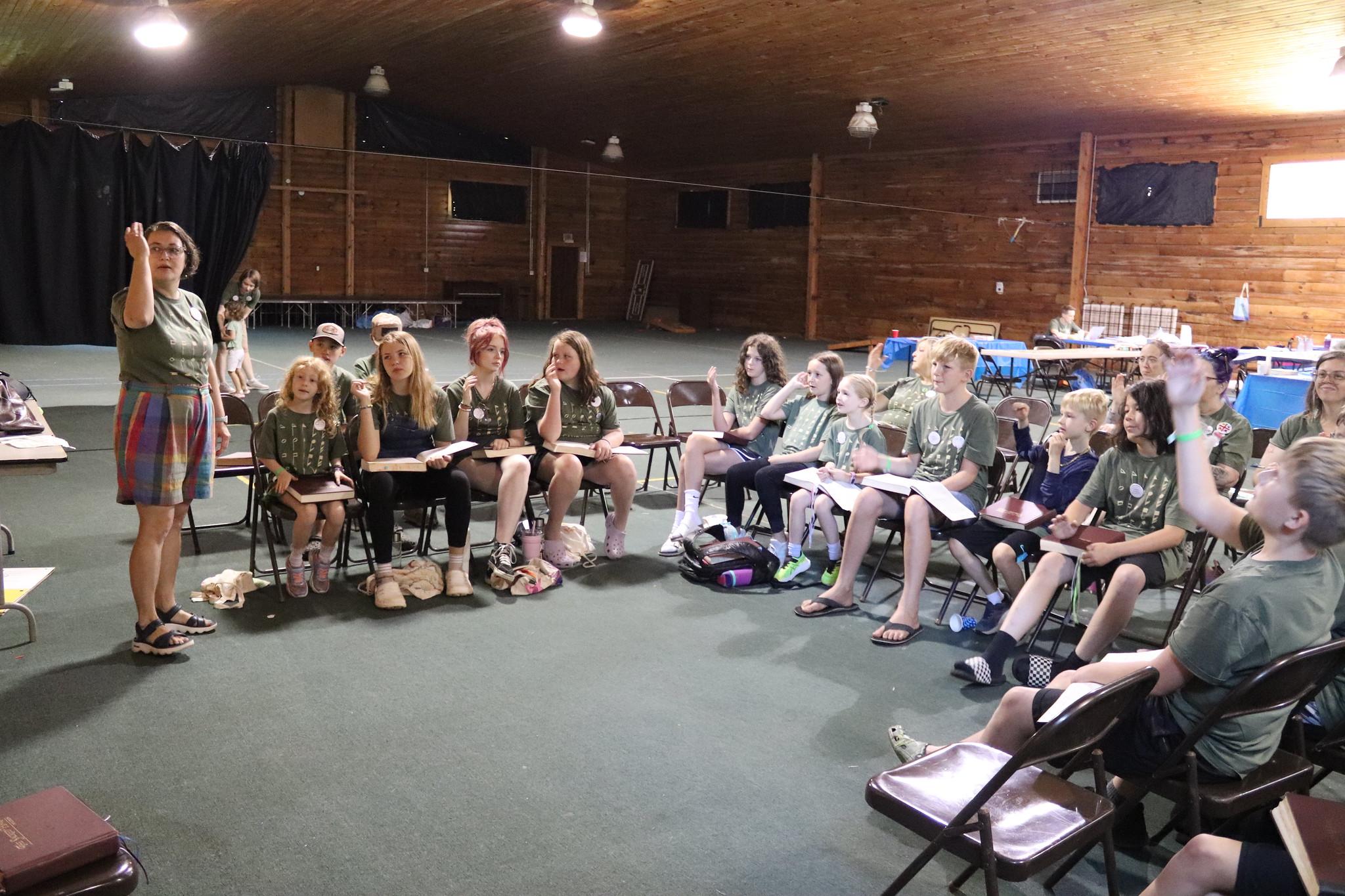 Young campers learn the rudiments of Sacred Harp singing at Youth Camp, 2013.